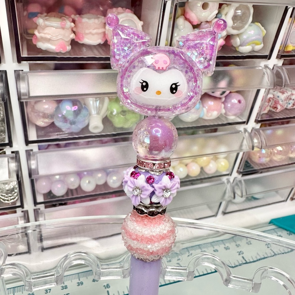 Ku Purple Glitter beaded pen